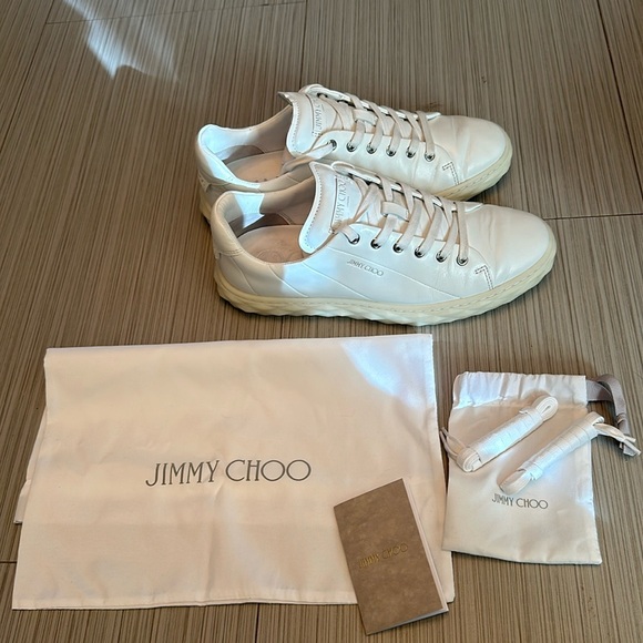 Jimmy Choo White Nappa Leather Low-Top Trainers Size39 - Picture 8 of 8